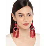 Buy Golden Peacock Red Resin Tassel Earring - Purplle