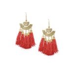Buy Golden Peacock Red Tassel Earring - Purplle