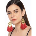Buy Golden Peacock Red Tassel Earring - Purplle