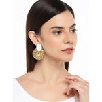 Buy Golden Peacock Cane Round White Stud Earring - Purplle