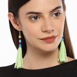 Buy Golden Peacock Green Tassel Earring - Purplle