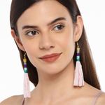 Buy Golden Peacock Pink Tassel Earring - Purplle