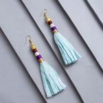 Buy Golden Peacock Light Blue Tassel Earring - Purplle