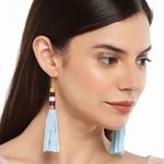 Buy Golden Peacock Light Blue Tassel Earring - Purplle