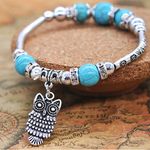 Buy Sukkhi Aqua Blue Dazzling OWL Beads Rhodium Plated Bracelet for Women - BC80713 - Purplle