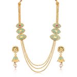 Buy Sukkhi Attractive Mint Collection 3 String Gold Plated Jalebi Long Haram Necklace Set For Women - N77010 - Purplle