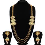 Buy Sukkhi Attractive Mint Collection 3 String Gold Plated Jalebi Long Haram Necklace Set For Women - N77010 - Purplle