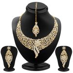 Buy Sukkhi Splendid Gold Plated Wedding Jewellery Austrian Diamond Choker Necklace Set for Women - Purplle