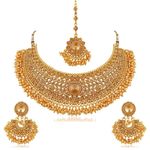 Buy Sukkhi Traditional Pearl Gold Plated Wedding Jewellery LCT Stone Choker Necklace Set For Women - Purplle