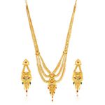 Buy Sukkhi Blossomy 24 Carat Gold Plated Wedding Jewellery Rani Haar Long Haram Necklace Set for Women - Purplle
