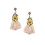 Buy Golden Peacock Vintage Khaki Oval Shape Decorated Tassel Earrings - Purplle