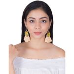 Buy Golden Peacock Vintage Khaki Oval Shape Decorated Tassel Earrings - Purplle