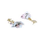 Buy Golden Peacock Blue Flower Shape Decorated Earrings - Purplle