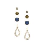 Buy Golden Peacock Gold Color Water Drop&square Shape Earrings & Rings (12 Pcs) - Purplle