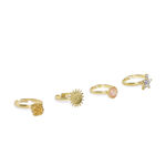 Buy Golden Peacock Gold Colour Flower&star Shape Earrings & Rings (12 Pcs) - Purplle