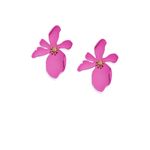 Buy Golden Peacock Plum Red Flower Shape Earrings - Purplle