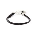 Buy Golden Peacock Unisex Black & Silver-Toned Fish Bone-Shaped Leather Bracelet - Purplle