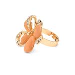 Buy Golden Peacock Light Peach Floral Shaped Finger Ring - Purplle