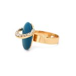 Buy Golden Peacock Blue Oval Shaped Finger Ring - Purplle