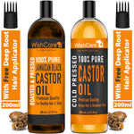 Buy WishCare 100% Pure Cold Pressed Castor Oil & Jamaican Black Castor Oil (200 ml) Each - Purplle