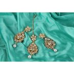 Buy Kord Store Gold Plated American Diamond & Pearl Adorable Earring Set with Maang Tikka for Women and Girls KSEMT80013 - Purplle