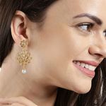 Buy Kord Store Gold Plated American Diamond & Pearl Adorable Earring Set with Maang Tikka for Women and Girls KSEMT80014 - Purplle