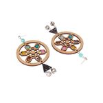 Buy Crunchy Fashion Multicolored Wooden Circle Dangler Earring - Purplle