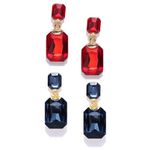 Buy Crunchy Fashion Red & Blue Crystal Stud Earring Combo - Purplle