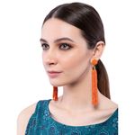 Buy Crunchy Fashion Orange Beaded Tassel Earrings - Purplle