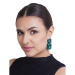 Buy Crunchy Fashion Big Green Crystal Dangler Earring - Purplle