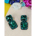 Buy Crunchy Fashion Big Green Crystal Dangler Earring - Purplle