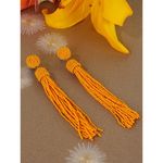 Buy Crunchy Fashion Yellow Beaded Tassel Earrings - Purplle