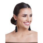Buy Crunchy Fashion Black Drop Tassel Earrings - Purplle