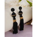 Buy Crunchy Fashion Black Drop Tassel Earrings - Purplle