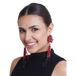 Buy Crunchy Fashion Red Crystal Beaded Multicolored Tassel Earrings - Purplle