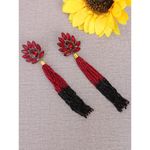Buy Crunchy Fashion Red Crystal Beaded Multicolored Tassel Earrings - Purplle