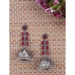 Buy Royal Bling Oxidized Gold Red Crystal Jhumka Earrings - Purplle