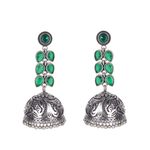 Buy Royal Bling Oxidized Silver Green Crystal Jhumka Earrings - Purplle