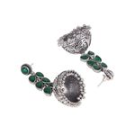 Buy Royal Bling Oxidized Silver Green Crystal Jhumka Earrings - Purplle