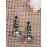 Buy Royal Bling Oxidized Silver Green Crystal Jhumka Earrings - Purplle