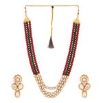 Buy Crunchy Fashion Red & Green Pearls Kundan Raani Haar - Purplle