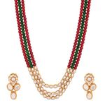 Buy Crunchy Fashion Red & Green Pearls Kundan Raani Haar - Purplle