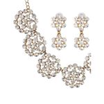 Buy Crunchy Fashion Touchstone White Rhinestones Pretty Floral Necklace Set - Purplle