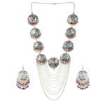 Buy Crunchy Fashion Oxidized Silver Long Necklace With Earrings - Purplle