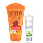 Buy Lotus Herbals Combo Pack - Safe Sun Sun Block Cream Pa++ Spf-30 & Whiteglow Facial Foam (50 g + 30 g) - Purplle