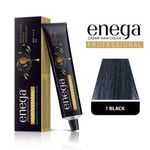 Buy Enega Professional Permanent Cream Hair Color Ammonia free nourishing hair color with Argan Quinoa protein technic net quantity 60gm/each premium quality BLACK 1(60 gm) - Purplle