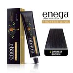 Buy Enega Professional Permanent Cream Hair Color Ammonia free nourishing hair color with Argan Quinoa protein technic net quantity 60gm/each premium quality DARKEST BROWN 2(60 gm) - Purplle
