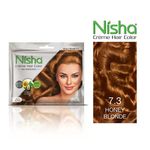 Buy Nisha creme Permanent hair color with sunflower avocado oil & henna extracts 100% grey coverage ultra-soft deep shine HONEY BLONDE 7.3(20 ml +20 g) - Purplle