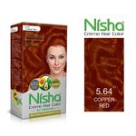 Buy Nisha Cream Permanent hair color superior quality with sunflower & avocado oil NO AMMONIA Cream FORMULA Rich, bright, long lasting & smooth care for your precious hair! (60 GM + 60 ML + 18 ML) COPPER RED 5.64 - Purplle