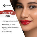 Buy SUGAR Cosmetics - Smudge Me Not - Lip Duo - 05 Rust Lust (Red Terracotta) - 3.5 ml - 2-in-1 Duo Liquid Lipstick with Matte Finish and Moisturizing Gloss - Purplle